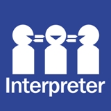 interpreter symbol of three people figures talking to each other