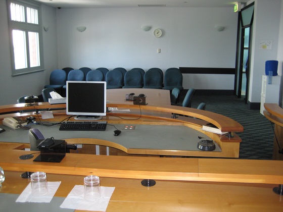 A court room in the Magistrates Court, Hobart