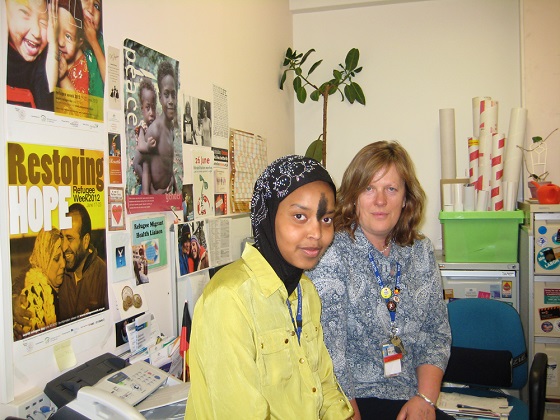 Two women in an office. One is a mentor.